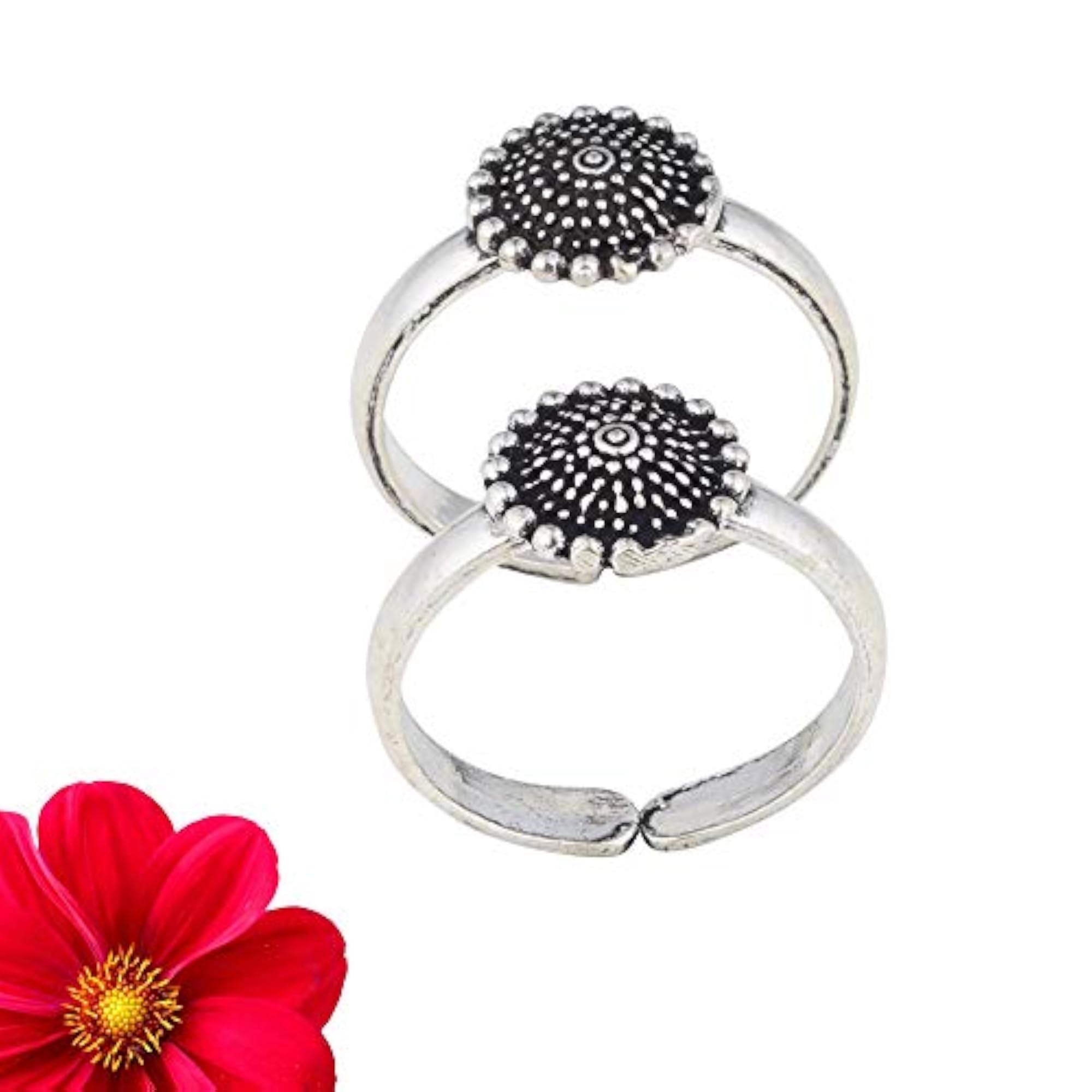 925 Sterling Silver Oxidized Thai Trend Toe Ring, Bichhiya