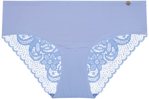 Lucky Brand Women's Underwear ? Microfiber Lace Hipster Briefs (6 Pack), Size Medium, Indigo/Blue/Silver Sconce #TOP5
