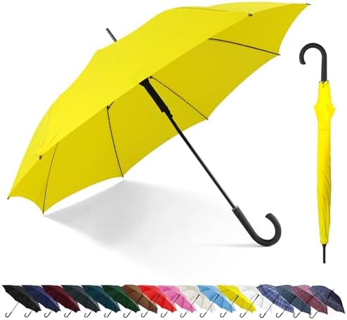 Large Stick Umbrella Windproof Automatic Open 50 Inch Umbrella with Hook Handle,Over Sized J Handle Umbrellas for Men and Women,Windproof Unbreakable Stick Rain Golf Umbrella