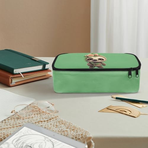 Image of Cute Sloth Girls Pencil Case Large Capacity,Flower Pencil Pouch for Kids Adorable Pencil Bag for Preschool Children Boys Lightweight Pencil Box for Adutls Men Teenagers Students