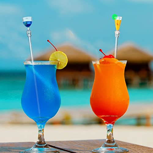 10 Pcs Colorful Sturdy Cocktail Stirrer Swizzle Sticks Transparent Acrylic 23Cm/9Inch For Cocktail Fruit Juice (Random Style) #TOP3