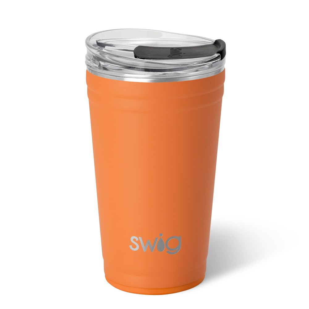Swig Life 24oz Party Cup, Stackable Insulated Travel Coffee Tumbler with EZ Slider Lid, Cup Holder Friendly, Stainless Steel 24 oz Tumbler, Reusable