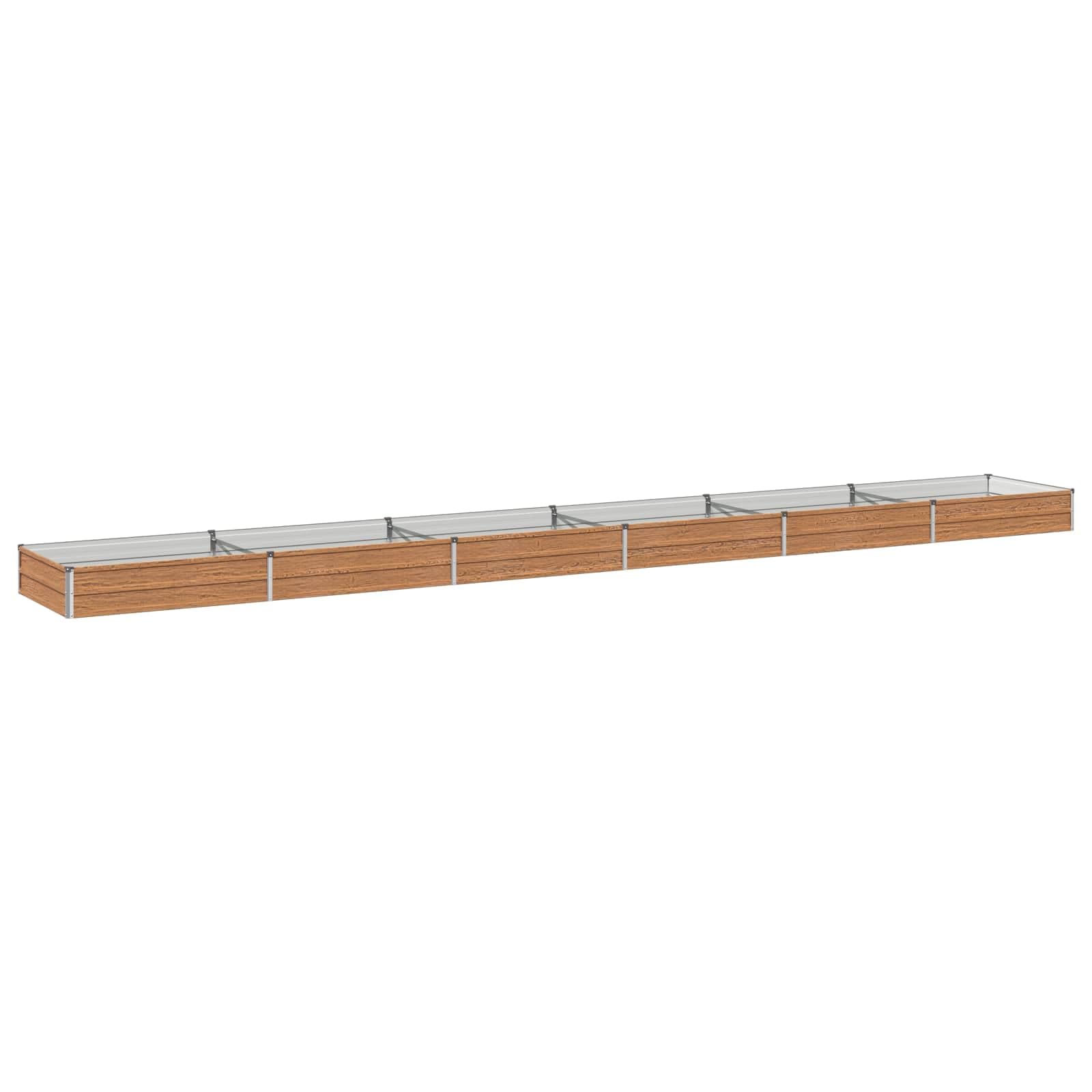 vidaXL Raised Garden Bed Wood Brown 600 x 80 x 24 cm cold-rolled steel