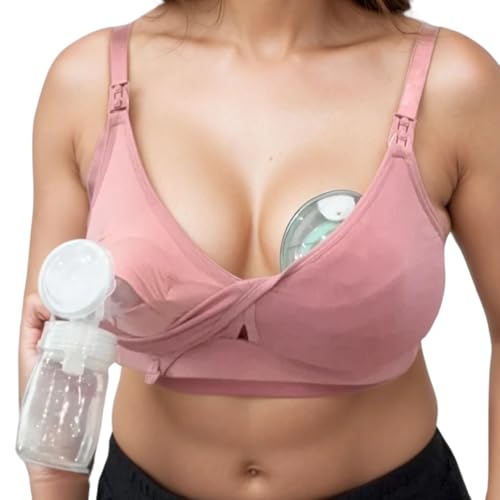 Image of Supermom Pumping and Nursing Bra - Hands Free Nursing Bra for Pumping - Breastfeeding Bras for Women - Comfortable & Supportive Maternity Bra - S, Full Cup, (RP) Rose Pink