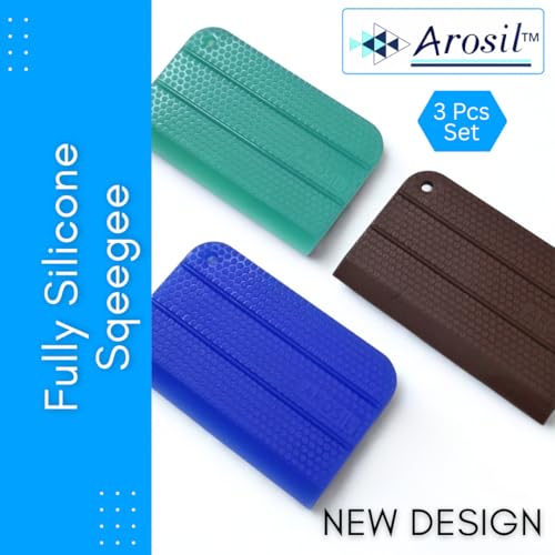 Image of Fully Silicone Squeegee Wiper (3Pcs) | Flexible Non-Scratch Kitchen & Bathroom Cleaning Tool for Water Stains, Glass, Mirrors & Countertops, Natural Grip, Long Life, Home and Car Accessory