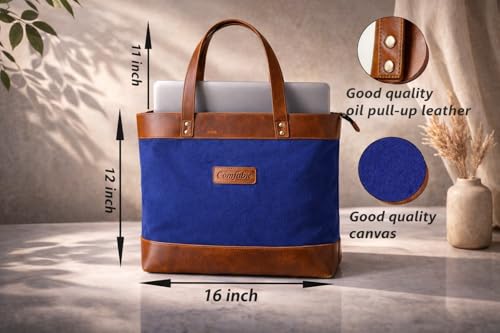 Image of Comfabie tote Bag for Women Handcrafted Women's Canvas Bag with pure Leather Shoulder Tote Bag & Handbag for Office and College | Women Office Bag for Ladies | Ladies Purse Handbag