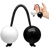 Jersvimc 2 Pair Aslatua Shakers Kashaka Shaker Instrument, African Rhythmic Ball Hand Percussion Musical Black & White Shaker Balls for Adults