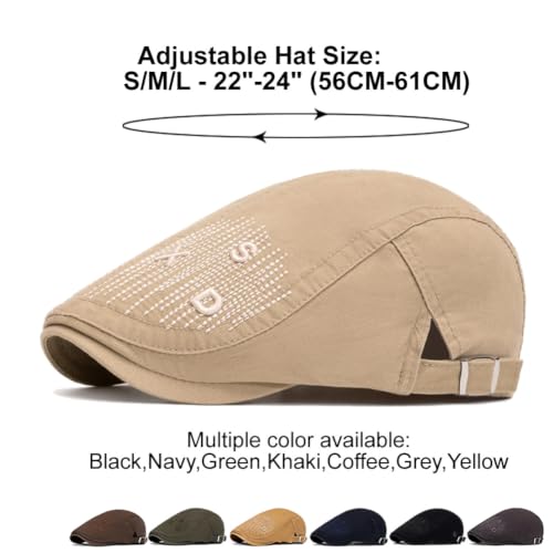 Image of Cotton Newsboy Cap,Breathable Ivy Gatsby Cabbie Beret Hat for Men's Women Driving Hunting Golf