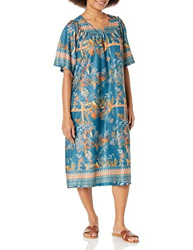 Image of AmeriMark Casual Women's Patio Muumuu House Dress Loose Comfortable Short Sleeve Sun Dress Lounger Gown Sleepwear for Ladies