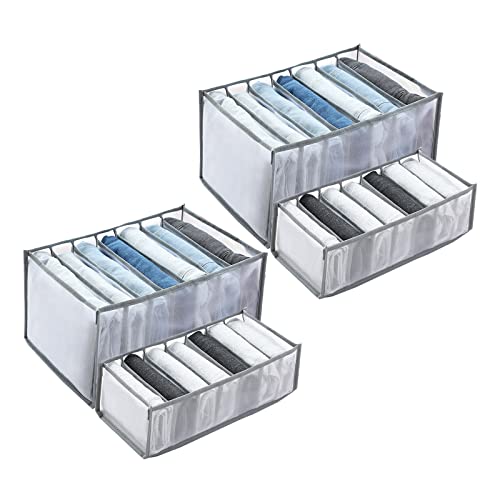 Organizador de cajón de ropa interior, caja de almacenamiento plegable, caja de almacenamiento con cajones (gris-4 unidades) Cover