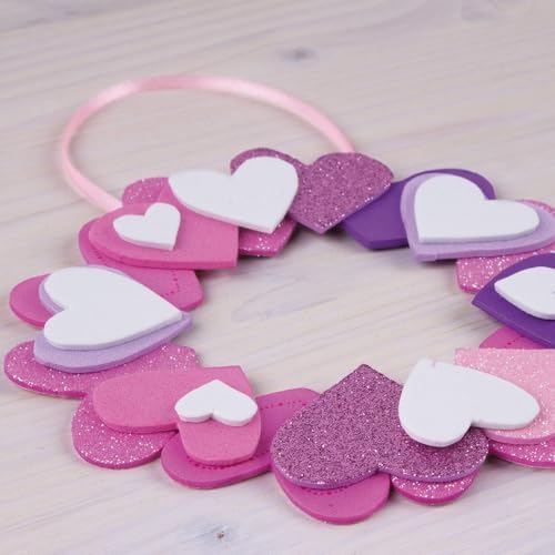 APLI Bag of 50 Glitter Foam Hearts Adhesive