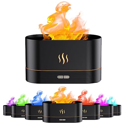zCloud Flame Essential Oil Diffuser Aroma Diffuser Air Aroma Diffuser Humidifier 7 Flame Color Noiseless Essential Oil Diffuser for Home Office Yoga (Black)