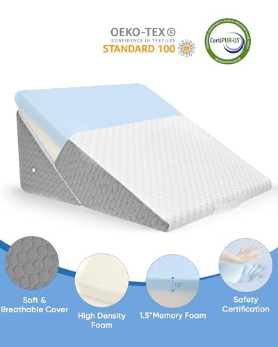 Forias Wedge Pillow For Sleeping 7-In-1 Foldable Bed Wedge Pillow For After Surgery 9 &12 Inch Adjustable Memory Foam Triangle Pillow Wedge For Acid Reflux Gerd Snoring Back Knee Pain thumb #2