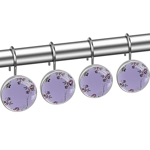 Crochets pour rideau de douche fleur violette acier inoxydable pour salle de bain