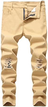 FREDD MARSHALL Boys Skinny Fit Ripped Destroyed Distressed Stretch Slim Jeans Pants Khaki 10