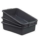 Waikhomes Set of 3 Plastic Bus Box, Wash Bus Tub, Plastic Grey Dish Pan (13 L)