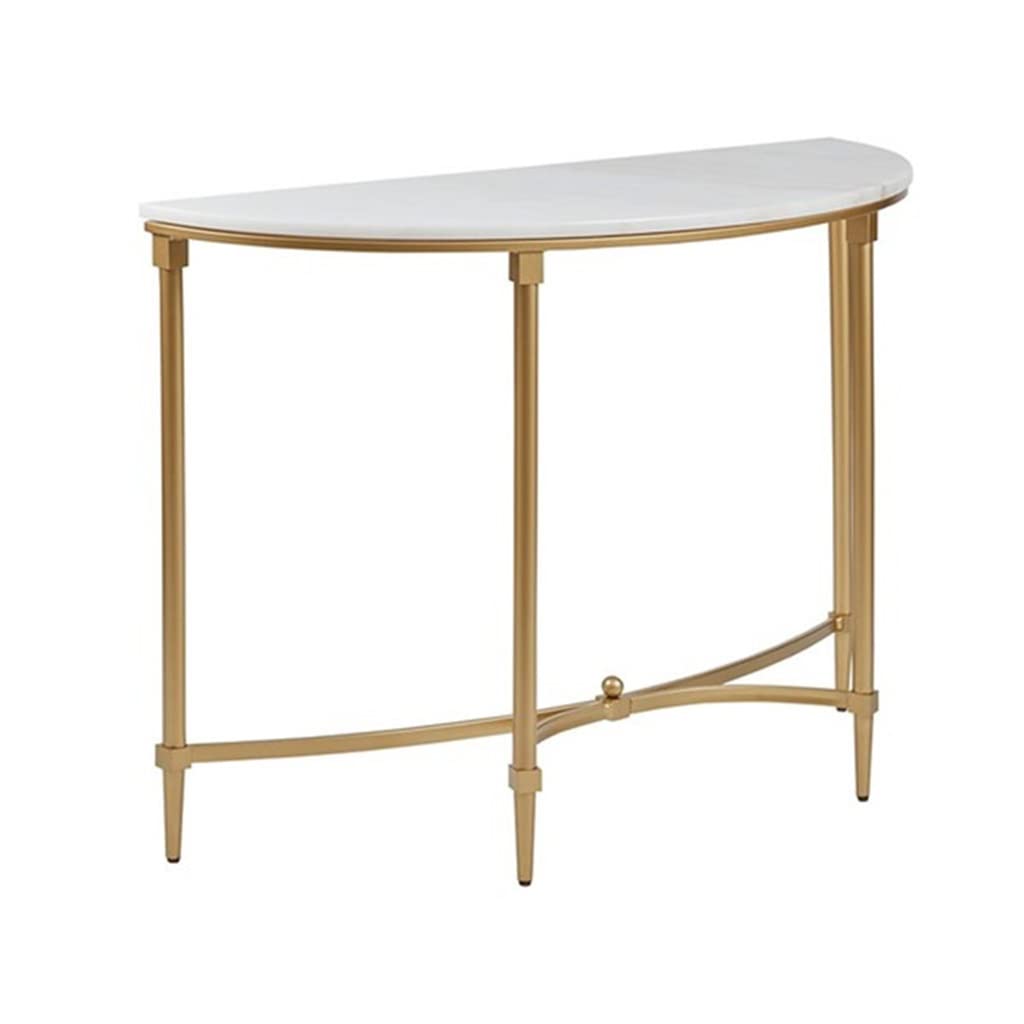 Table Console, Table Console Demi-Lune en Fer, Décoration D'Entrée, Table D'Appoint De Canapé De Chevet en Fer en Forme De C À Mur Étroit pour Salon Et Chambre À Coucher