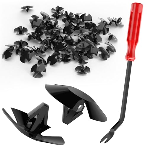 Sixzoo 50 PCS Hood Insulation Retainer Clips, with 1 PCS Fastener Remover, Nylon Clip Hood Liner Push Pin, Fit for Jeep Grand Cherokee Chrysler Dodge Ram, Replace OEM 4878883AA