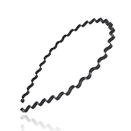 2 PCS Spring Wave Metal Hoop Hair Band Girl Men's Head Band Accessory Black