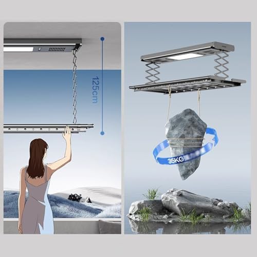 Clothes Drying Rack Ceiling Drying Rack Automatic Lifting Household Balcony Wall Controlled Ceiling Automatic Lifting Balcony Clothes Hanger Laundry Drying Rack