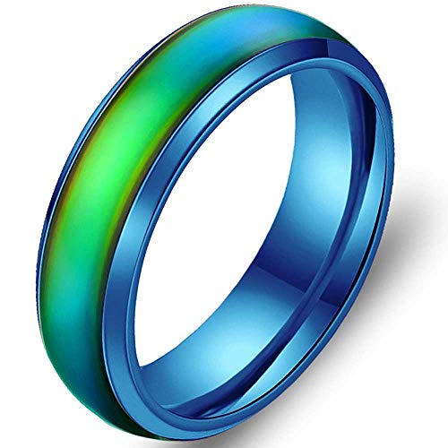 Jude Jewelers 4mm Stainless Steel Temperature Sensative Color Changing Wedding Band Mood Ring