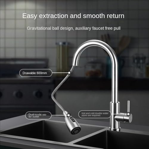Robinet de cuisine en inox 304 au design argenté durable