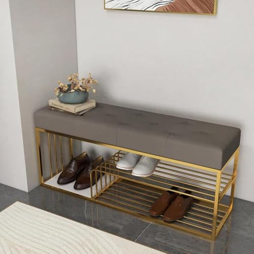 Dence Store Bench with Storage and Velvet Upholstery for The Entryway Sleeping Bench Ottoman, Sofa, Footstool, Bed End Table, Settee, with Storage for Living Area and Bedroom (Grey)