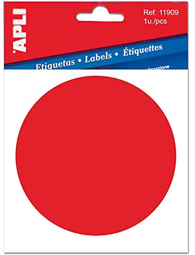 APLI 11909 - Etiqueta adhesiva 11909 vinilo rojo señalizacion para cristales, 114 mm de diámetro, blister de 1 unidad