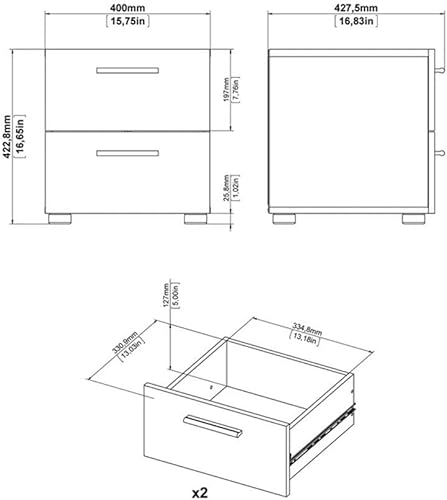 Miniatura 11 de Levan Home - Mesita de noche contemporánea de madera de caoba con 2 cajones