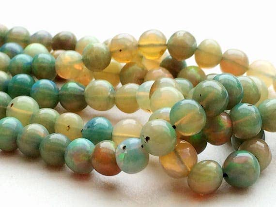 Opale de feu éthiopienne naturelle en perles lisses de 5mm pour remplacer les fausses pierres