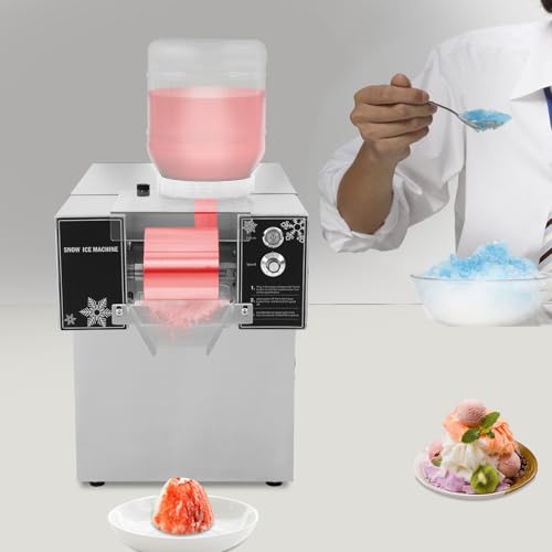 Speiseeisbereiter Schneeflocken Eisbereiter, 750W/360W Kommerzieller Softeismaschine, Geschwindigkeit Einstellbar, Automatischer Elektrischer Eiszerkleinerer für Restaurants, Supermärkte (120kg/24h) – Bild 5