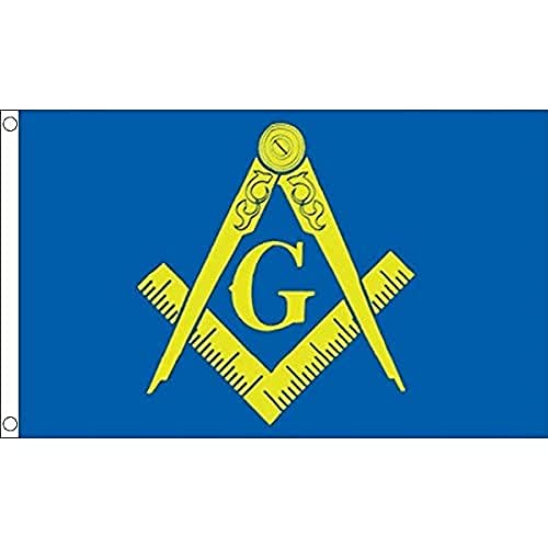 AZ FLAG, Masonic Blue And Yellow Flag, 3x5 Ft, 100D Polyester Freemasonry Banner with Two Metal Grommets, Fade Resistant