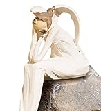 Wind & Weather Thinking Angel Shelf Sitting Outdoor Yard and Garden Statue - Whitewash Finish - 13.5 H x 7 D x 3.75 W