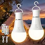 TaoFiaCo E27 Bombilla Recargable USB con Mando - Bombilla Inalámbrica sin Electricidad Punto 7W 3 Color Regulable - Luz de Emergencia Control de Botones 2 Piezas