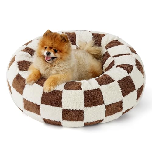 Lesure-Donut-Small-Dog-Bed-Round-Cat-Beds-for-Indoor-Cats-Anti-Anxiety-Calming-Pet-Beds-Washable-Cute-Modern-Beds-with-Teddy-Sherpa-Plush-Anti-Slip-Bottom-Brwon - Cucciolini Doodles   Lesure-Donut-Small-Dog-Bed-Round-Cat-Beds-for-Indoor-Cats-Anti-Anxiety-Calming-Pet-Beds-Washable-Cute-Modern-Beds-with-Teddy-Sherpa-Plush-Anti-Slip-Bottom-Brwon