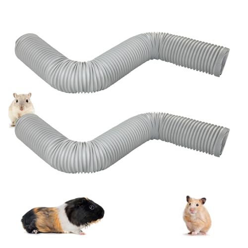 PINVNBY Plastic Tunnel for Guinea Pigs 2 Pcs Foldable Hamster Tunnels Collapsible Hamsters Fun Tube Small Animal Exercising Training Hideout Tubes for Gerbils Rats Mice Ferrets(Gray)