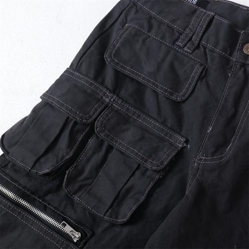 XYXIONGMAO Men's Loose Techwear Pleated Overalls Black Streetwear Joggers Hip Hop Casual Sweatpants Multi-Pocket Cargo Pants4