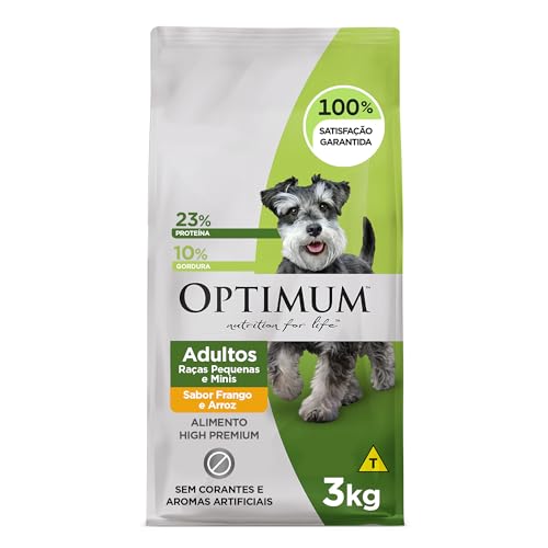 Ração Optimum para Cães Adultos Raças Pequenas e Minis Sabor Frango e Arroz 3kg
