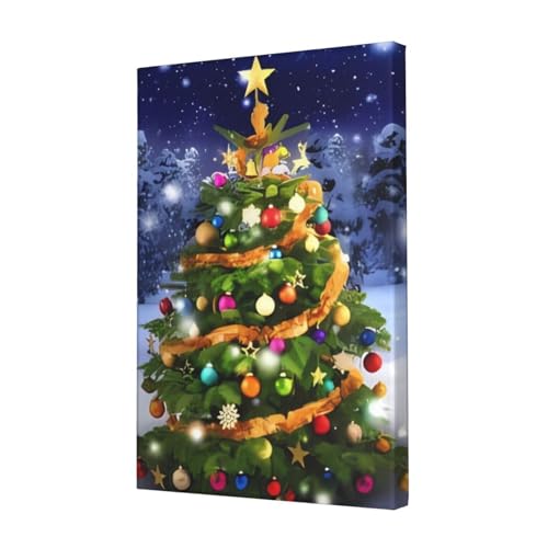 Poster arbre de Noël sur toile pour salon | Déco festive 30x45cm