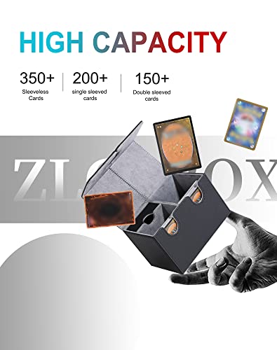Zlca Card Deck Box With Dice Tray For Mtg Cards, 200+ Card Storage Box Fits 100 Double Sleeved Cards For Tcg Ccg (Black) #TOP1