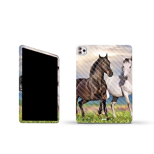 Image of MightySkins Carbon Fiber Skin Compatible with Apple iPad Pro 11 inch M2 4th Gen (2022) Full Wrap Kit - Horse Contrast | Protective Durable Textured Carbon Fiber Finish | Easy to Apply | Made in The USA