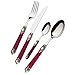 BUGATTI SERVICIO DE CUBERTOS 75 PIEZAS SET RENAISSANCE MÁRMOL BORDEAUX DE PLATA MANGO MANGO