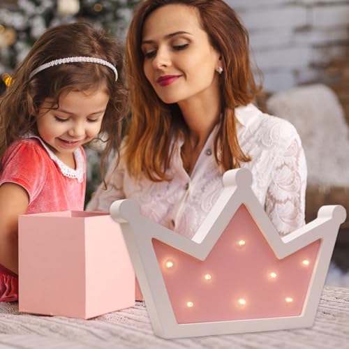 Corona con luz LED para pared de madera a pilas decoración infantil 6
