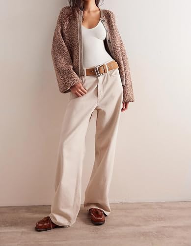 MISSACTIVER Women Leopard Print Button Down Knit Cardigan Long Sleeve Open Front Cheetah Graphic Sweater Cardigans Outwear2