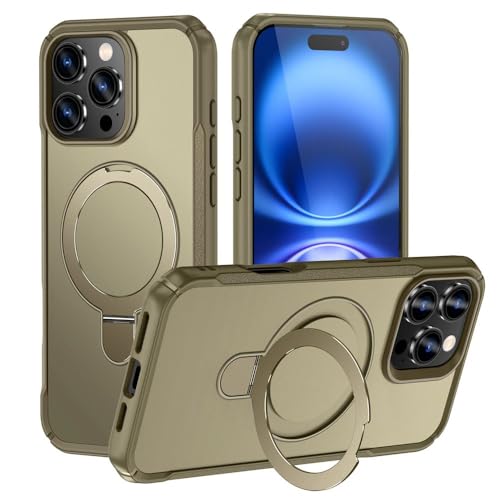 VIPAVA Funda para teléfono con Soporte magnético Plegable y Carga inalámbrica para iPhone 15 16 17 Pro MAX 16E 14 13 12 11, Cubierta Protectora Antideslizante, Color Caqui, para iPhone 12 Pro MAX
