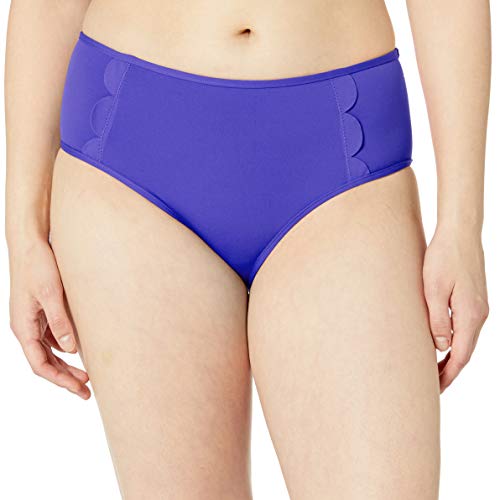 Seafolly Women's Petal Edge Mid Rise Bikini Bottom Swimsuit, Seafoam Reflex Blue, 10