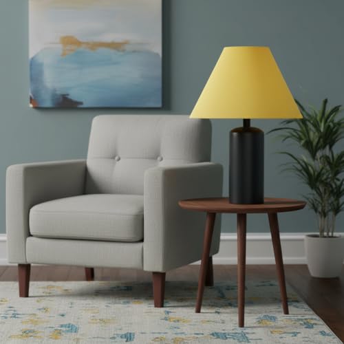 Image of Aspen Creative 56045, Hardback Empire Transitional UNO Shade in Golden Yellow Washi Paper, 4 inch Top x 10 inch Bottom x 7 inch Slant, Slip UNO 36mm Table Lamp