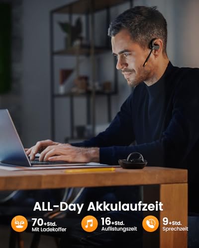 EKSA S30 Open Ear Bluetooth Kabellose Kopfhörer, Bluetooth 5.3 kabellose Headphones mit ENC Mikrofon, 70 Stunden Laufzeit, tiefer Bass, IPX5 wasserdicht, Begleiter bei Büroarbeit/Freizeit/Sports – Bild 6