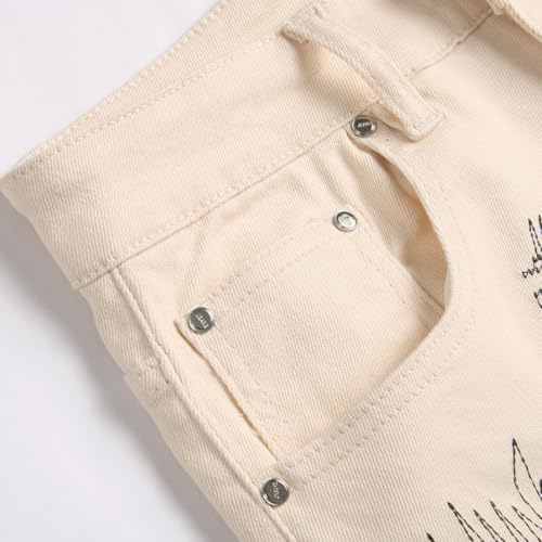 Men's Patches Boot Cut Released Hem Denim Jeans3