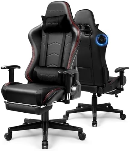 GTPLAYER Gaming Chair,Gamer Chair with Bluetooth and Adjustable Backrest,Seat Height Adjustable Computer Chairs with 3D Armrests,Video Game Chair with Footrest Speakers (Black)